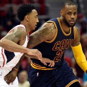 Cleveland Cavaliers forward LeBron James (23) drives against Atlanta Hawks guard Jeff Teague (0) during the second quarter of game one of the Eastern Conference Finals of the NBA Playoffs at Philips Arena.