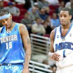 Tracy McGrady (Orlando Magic, re.) und Carmelo Anthony (Denver Nuggets) - (Icon7602908) Basketball Herren NBA 2003 2004, Orlando Magic