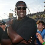 23XI owner Michael Jordan celebrates after his driver NASCAR Cup Series driver Tyler Reddick (not pictured) won the Straight Talk Wireless 400 at Homestead-Miami Speedway