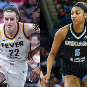 Caitlin Clark (L), Angel Reese (R)