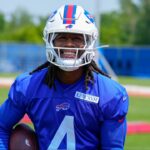 Buffalo Bills running back James Cook (4) during Minicamp at Highmark Stadium.