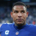 New York Giants tight end Darren Waller (12) after a game against the Los Angeles Rams at MetLife Stadium.