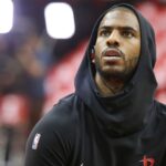 Houston Rockets guard Chris Paul (3) warms up before playing against the Golden State Warriors before game six of the second round of the 2019 NBA Playoffs at Toyota Center
