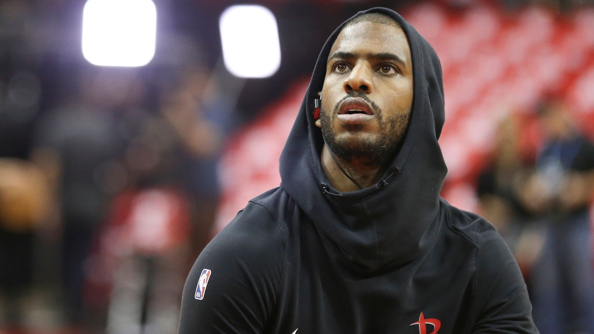 Houston Rockets guard Chris Paul (3) warms up before playing against the Golden State Warriors before game six of the second round of the 2019 NBA Playoffs at Toyota Center