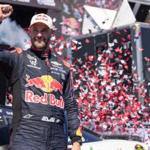 NASCAR Cup Series driver Shane van Gisbergen (88) celebrates after winning the NASCAR Toyota / Save Mart 350 at Sonoma Raceway.