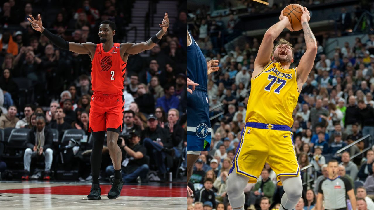 Deandre Ayton (L), Luka Doncic (R)