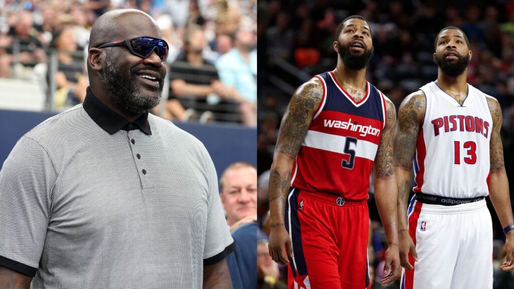 Shaquille O'Neal (L), Marcus and Markieff Morris (R)