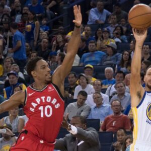 DeMar DeRozan and Steph Curry, Raptors v Warriors