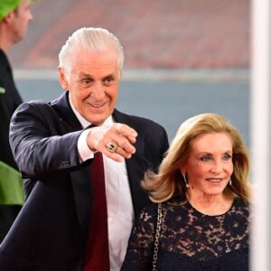 Miami Heat president Pat Riley walks the red carpet at the 2023 Basketball Hall of Fame induction ceremony at Symphony Hall.
