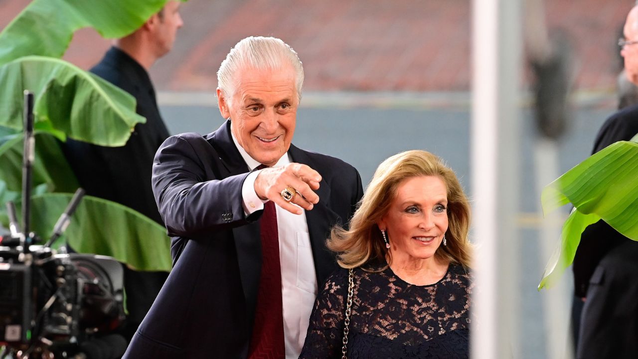 Miami Heat president Pat Riley walks the red carpet at the 2023 Basketball Hall of Fame induction ceremony at Symphony Hall.