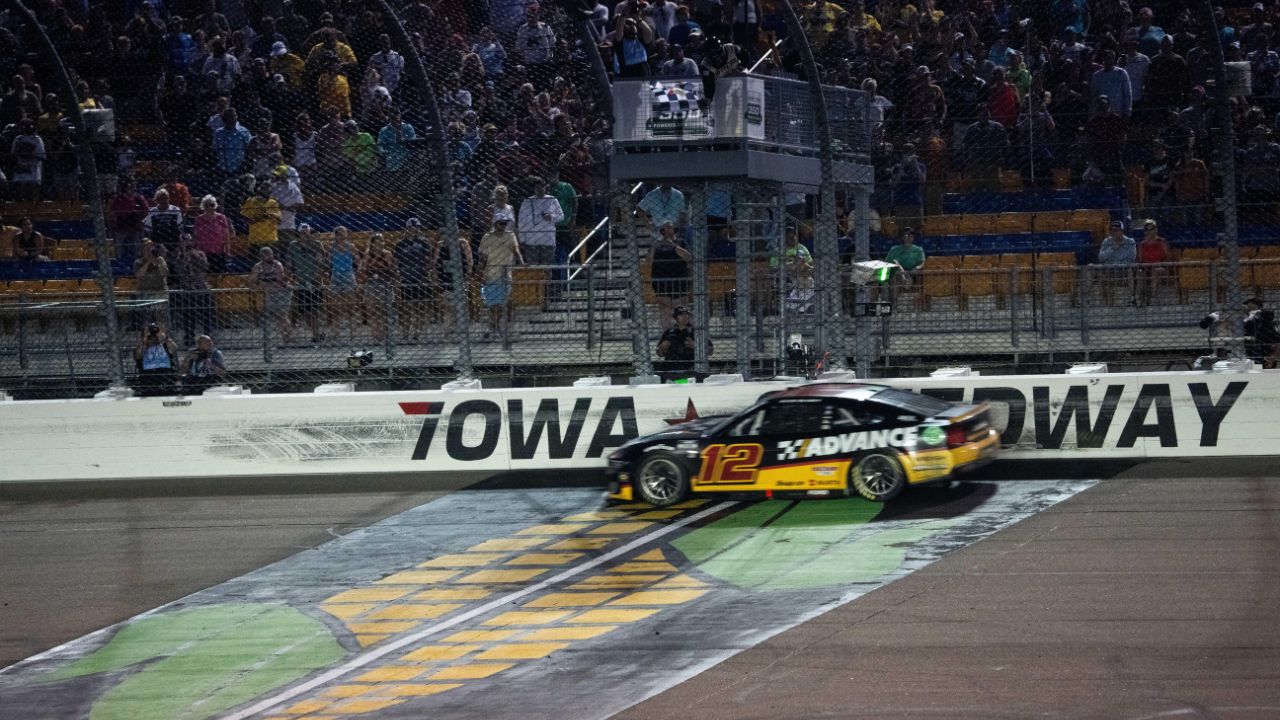 NASCAR Cup Series driver Ryan Blaney (12) wins the inaugural Iowa Corn 350 on Sunday, June 16, 2024, at Iowa Speedway in Newton.