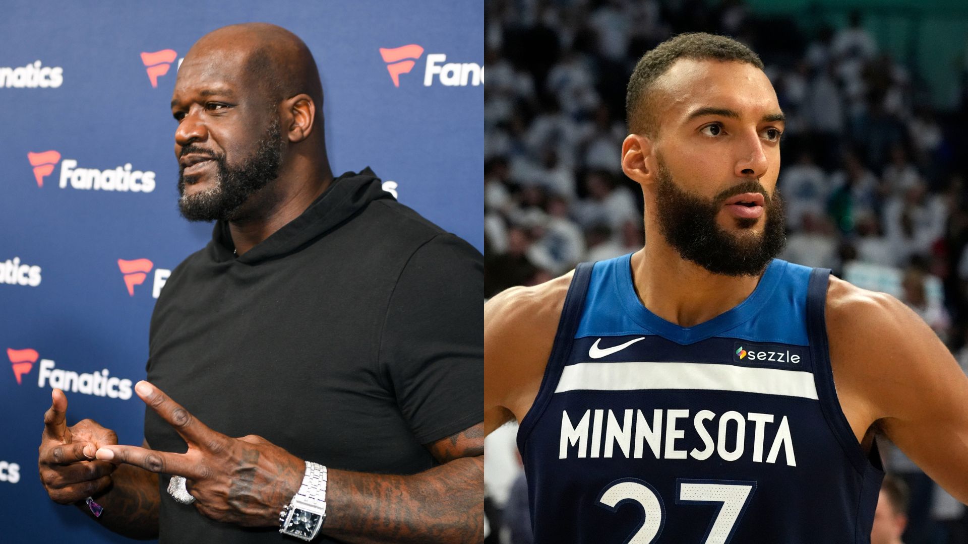 Shaquille O'Neal (L) and Rudy Gobert (R)