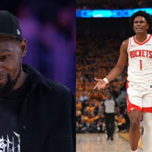 Kevin Durant (L), Amen Thompson (R)