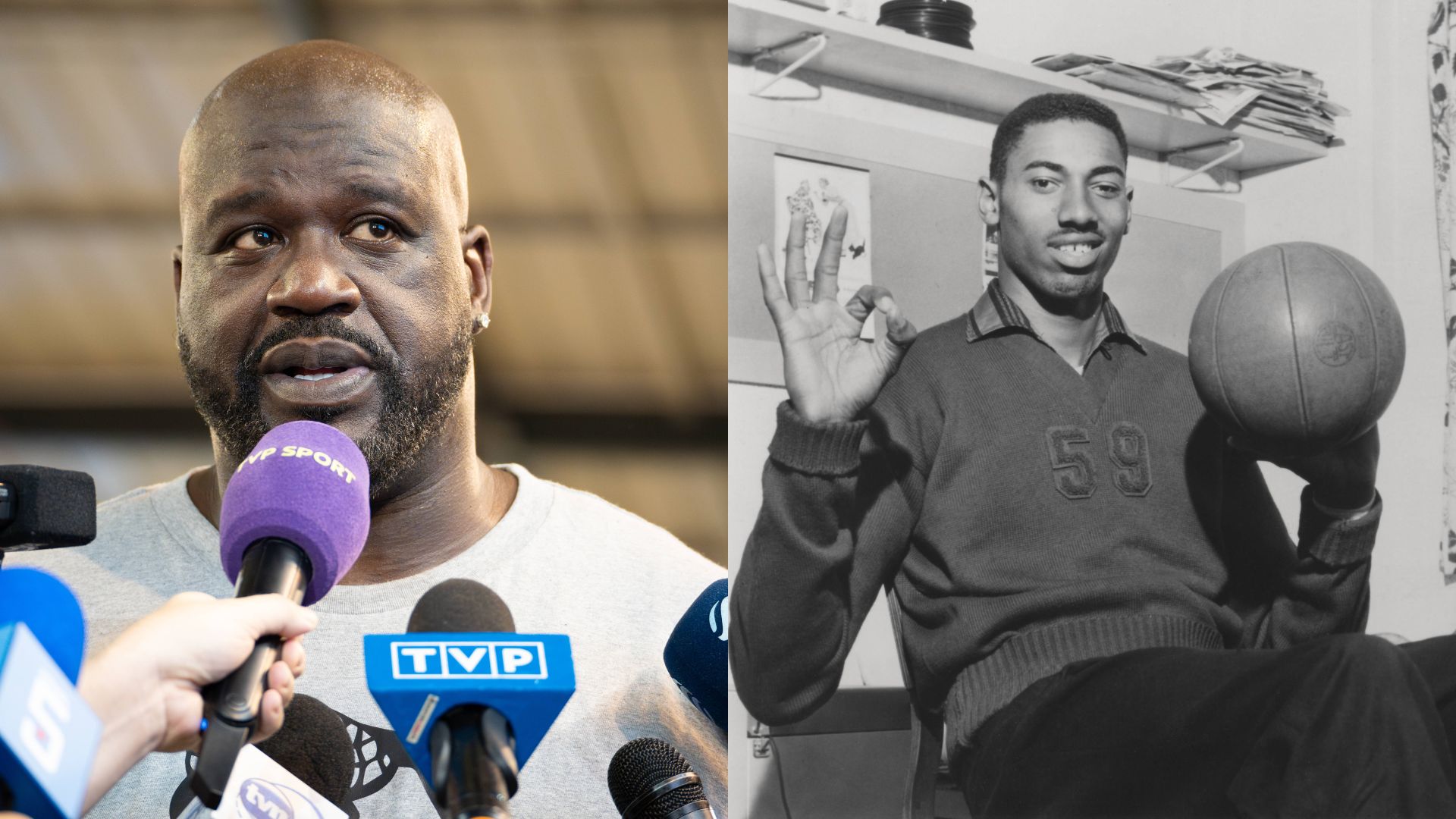 Shaquille O'Neal (L) and Wilt Chamberlain (R)