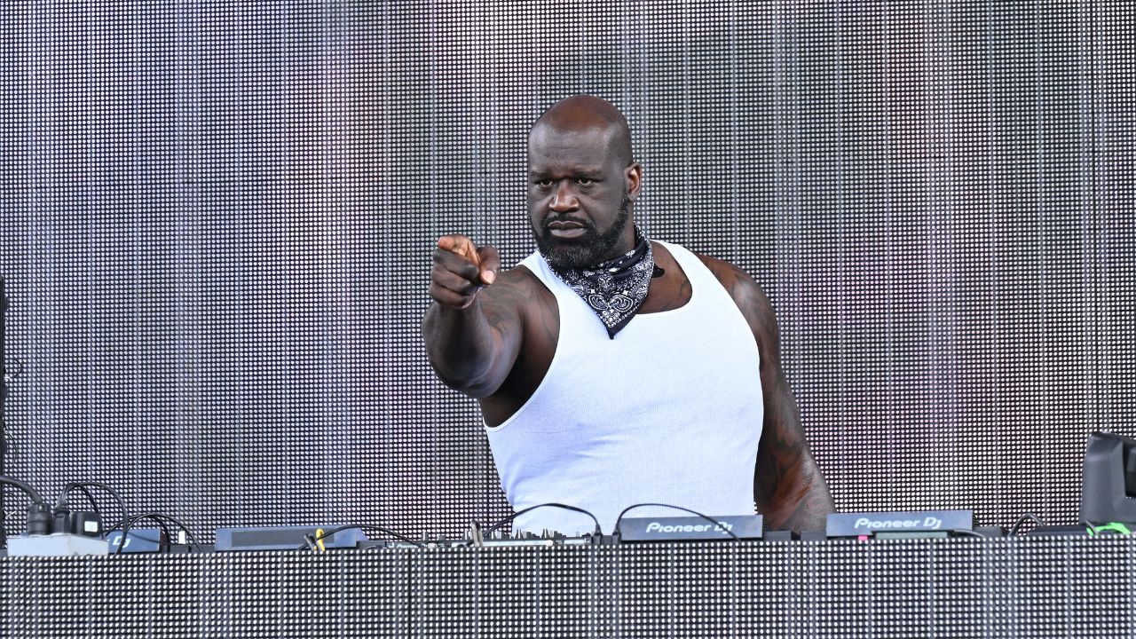 Shaquille O'Neal, AKA DJ Diesel, performs before the game between the San Diego Legion and the New England Free Jacks at Seat Geek Stadium.