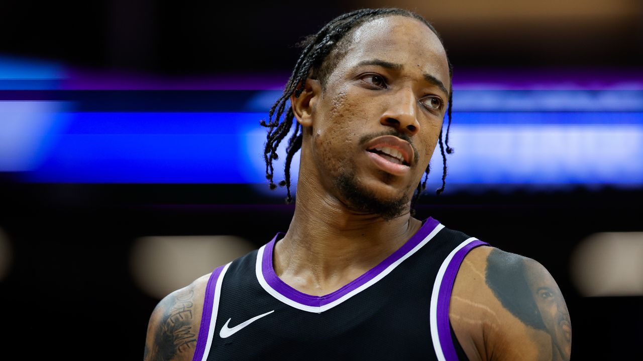 Sacramento Kings forward DeMar DeRozan (10) looks on during the fourth quarter against the Dallas Mavericks at Golden 1 Center.