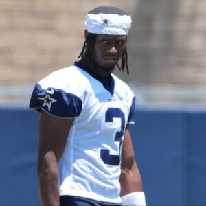 Dallas Cowboys receiver George Pickens (3) at training camp at the River Ridge Fields.