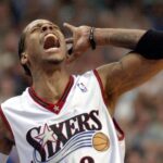 The Sixers Allen Iverson screams after his team defeated the Toronto Raptors 121-88 in game five of their NBA Basketball Herren USA playoff series