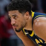 Feb 24, 2025; Indianapolis, Indiana, USA; Indiana Pacers guard Tyrese Haliburton (0) in the second half against the Denver Nuggets at Gainbridge Fieldhouse