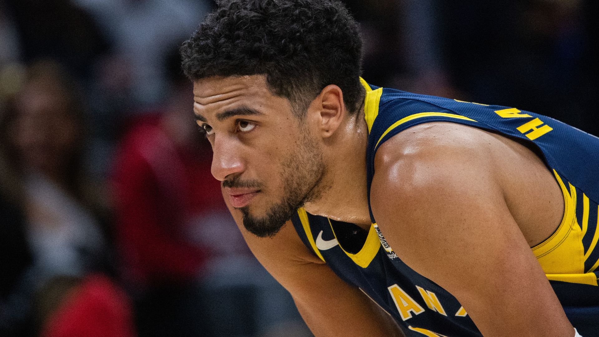 Feb 24, 2025; Indianapolis, Indiana, USA; Indiana Pacers guard Tyrese Haliburton (0) in the second half against the Denver Nuggets at Gainbridge Fieldhouse