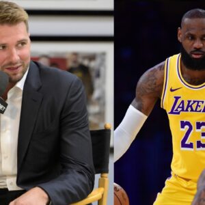 Luka Doncic (L), LeBron James (R)