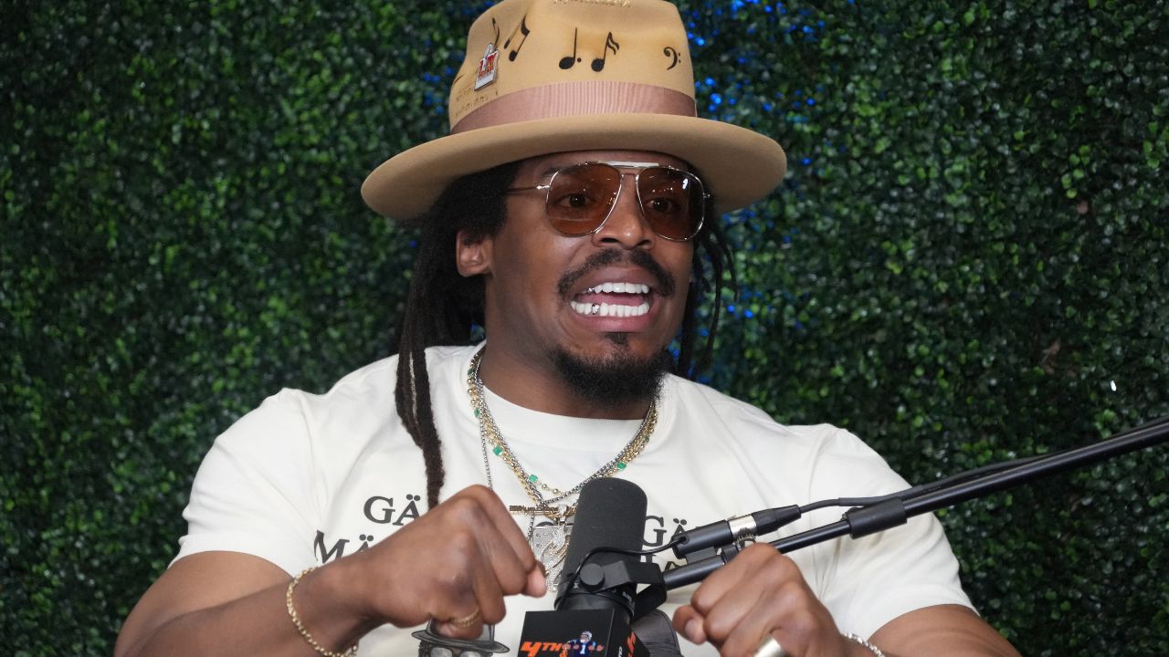 Feb 7, 2025; New Orleans, LA, USA; Cam Newton on Radio Row at the Super Bowl LIX media center.