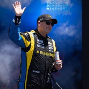 NASCAR Cup Series driver Michael McDowell (71) waves after being introduced to fans before the start of the NASCAR Toyota / Save Mart 360 at Sonoma Raceway.
