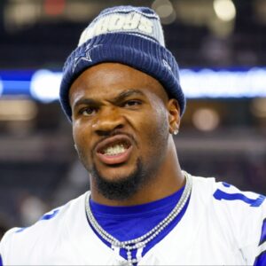 Dallas Cowboys defensive end Micah Parsons (11) reacts after the game against the Baltimore Ravens at AT&T Stadium.