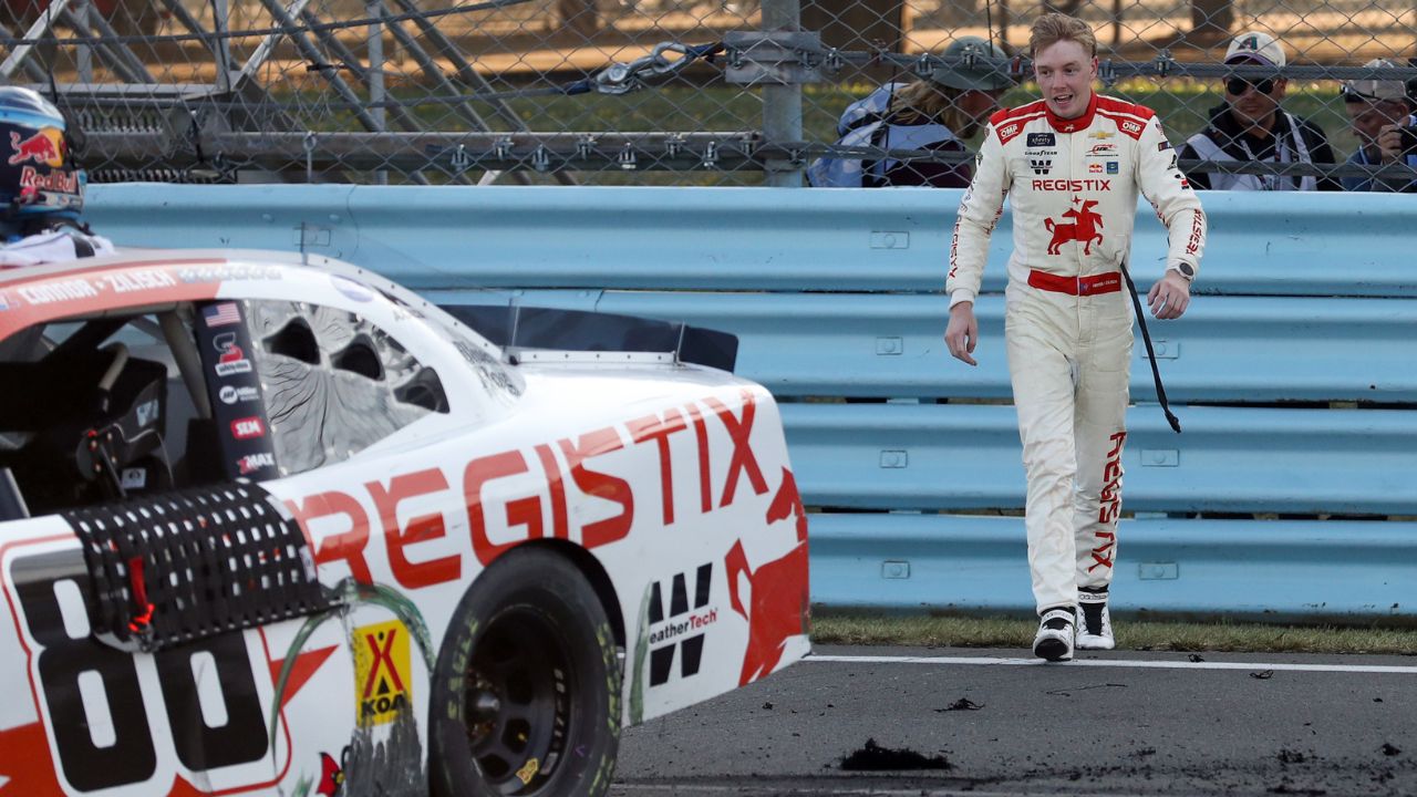 NASCAR Xfinity Series driver Connor Zilisch walks back to his car after winning the Mission 200 at The Glen at Watkins Glen International.