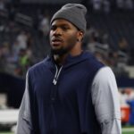 Dallas Cowboys defensive end Micah Parsons walks off the field after the game against the Atlanta Falcons at AT&T Stadium.
