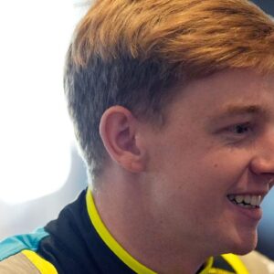 Driver Connor Zilisch speaks with the media during IMSA Media Day at the Roar Before the 24 in preparation for the Rolex 24 at Daytona at Daytona International Speedway, Thursday, Jan. 16, 2025.