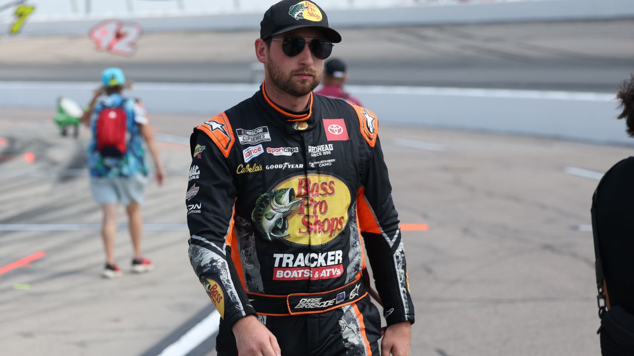 NASCAR Cup Series driver Chase Briscoe (19) walks to his car before the Iowa Corn 350 at the Iowa Speedway.