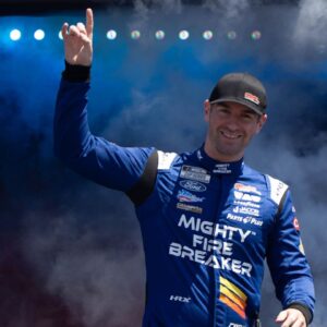 NASCAR Cup Series driver Cody Ware (51) waves after being introduced to fans before the start of the NASCAR Toyota / Save Mart 360 at Sonoma Raceway.