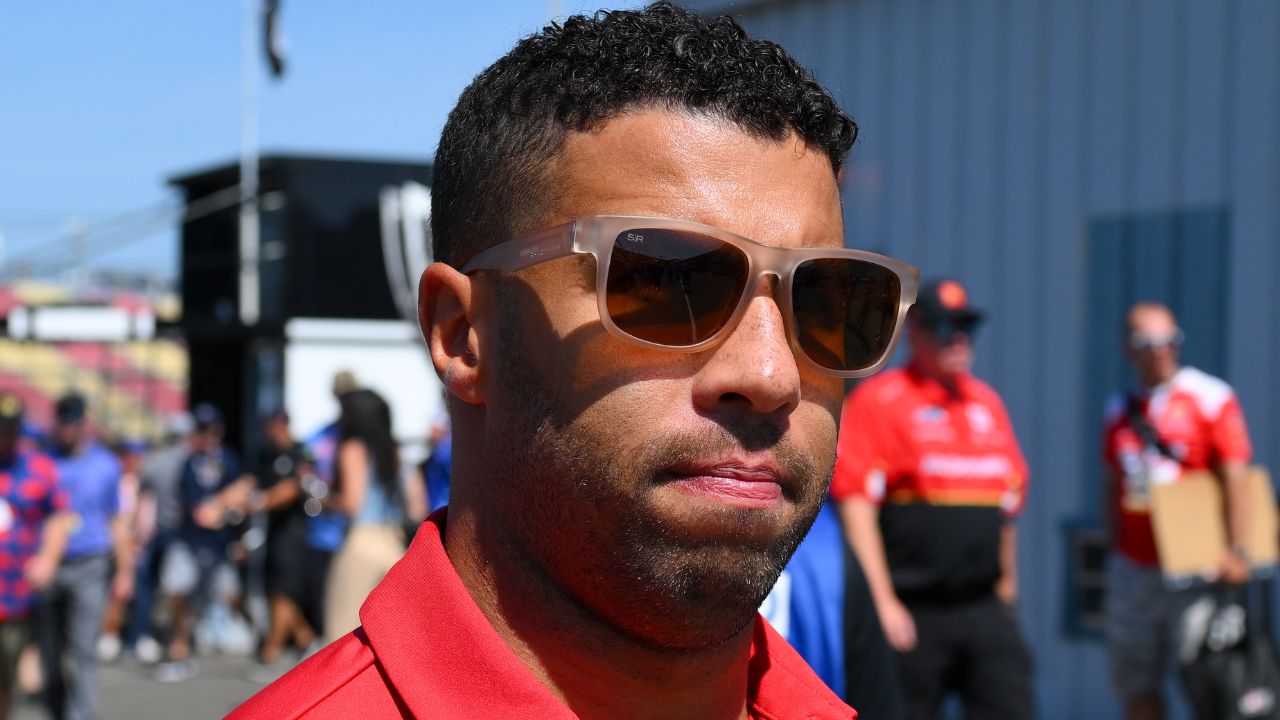 NASCAR Cup Series driver Bubba Wallace (23) looks on prior to the Go Bowling at The Glen at Watkins Glen International.