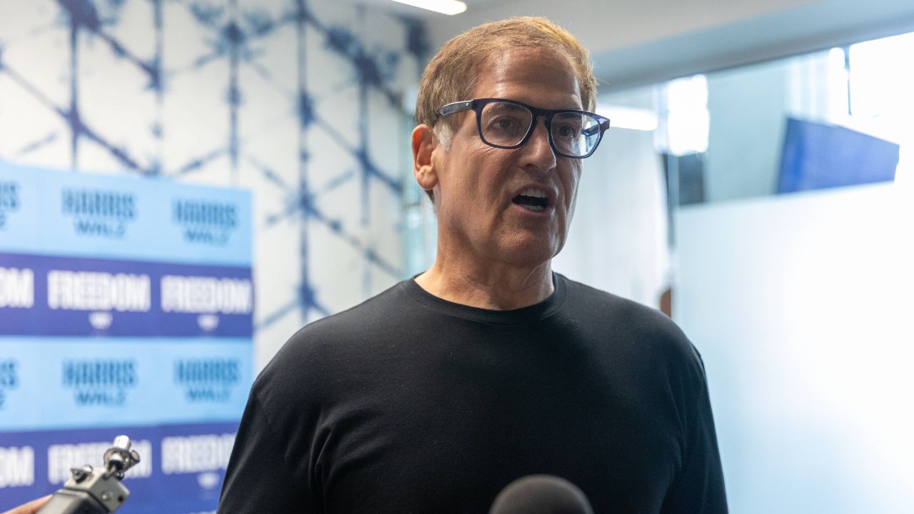 Mark Cuban answers questions as part of the Harris-Walz campaign in Georgia ATLANTA, GEORGIA, UNITED STATES