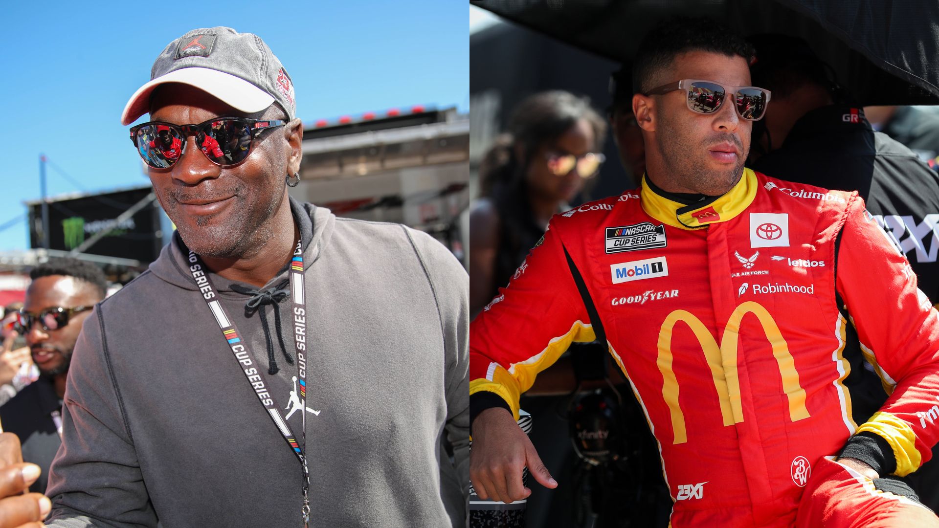 Michael Jordan (L) and Bubba Wallace (R)
