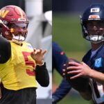 Jayden Daniels (L) and Bo Nix (R)