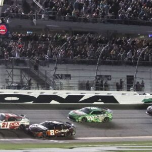 Harrison Burton no. 21 beats Kyle Busch no. 8 to the finish line, Saturday August 24, 2024 to win the Coke Zero Sugar 400 at Daytona International Speedway.