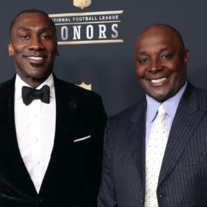 Shannon Sharpe (left) and Sterling Sharpe during red carpet arrivals for the NFL Honors show at Cyrus Northrop Memorial Auditorium at the University of Minnesota.