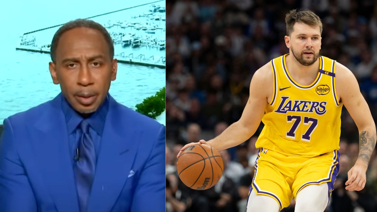 Stephen A. Smith (L) and Luka Doncic (R)