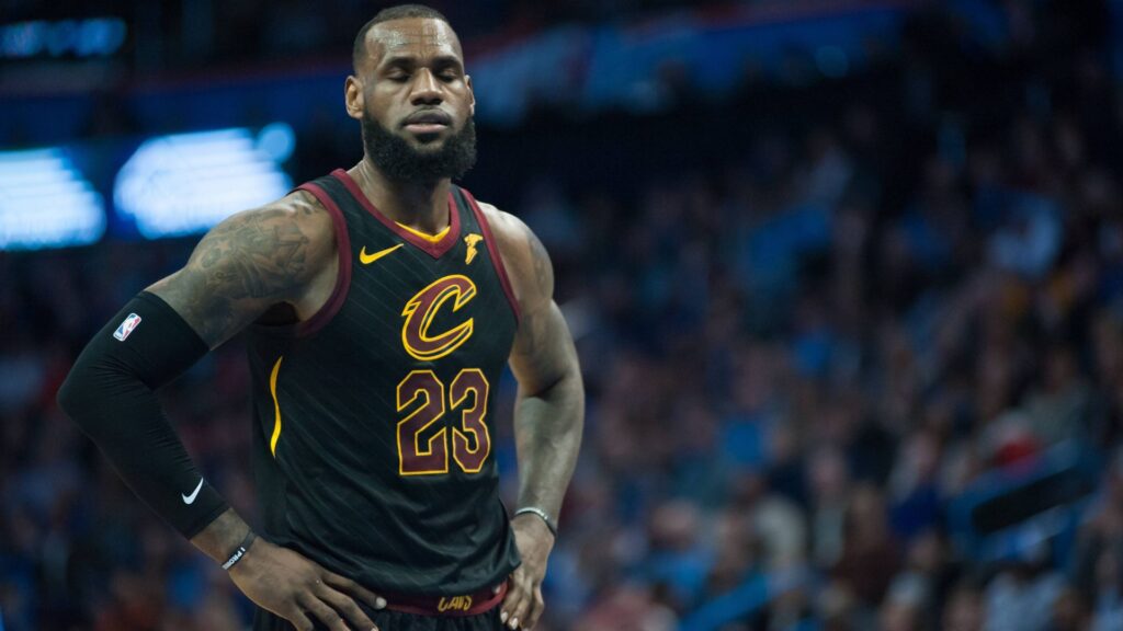 OKLAHOMA CITY, OK - FEBRUARY 13: Cleveland Cavaliers Forward LeBron James (23) taking a moment to think before shooting a free throw versus Oklahoma City Thunder on February 13, 2018 at Chesapeake Energy Arena Oklahoma City