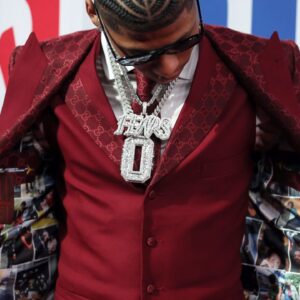 Jeremiah Fears arrives before the first round of the 2025 NBA Draft at Barclays Center.