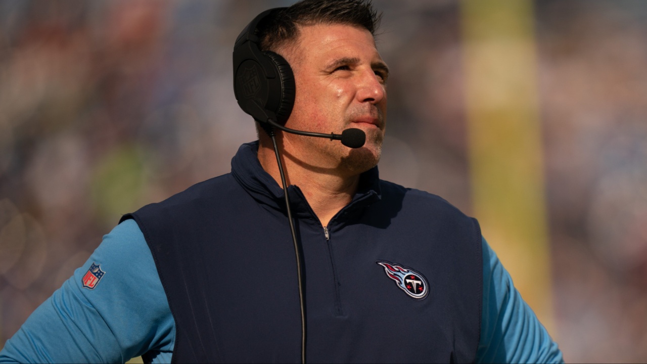 Tennessee Titans Head Coach Mike Vrabel reacts to a Titans penalty against the Seattle Seahawks during their game at Nissan Stadium in Nashville, Tenn., Sunday, Dec. 24, 2023. Vrabel was fired by owner Amy Adams Strunk Monday after having two losing seasons back-to-back.