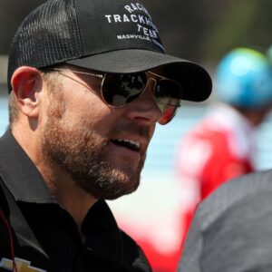 NASCAR Cup Series owner Justin Marks stands on pit road during practice and qualifying for the Go Bowling at The Glen at Watkins Glen International.