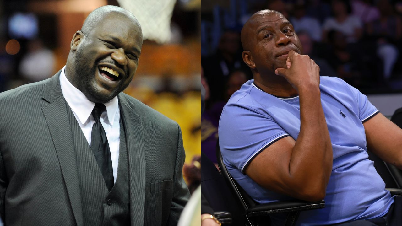 Shaquille O'Neal(L) and Magic Johnson(R)