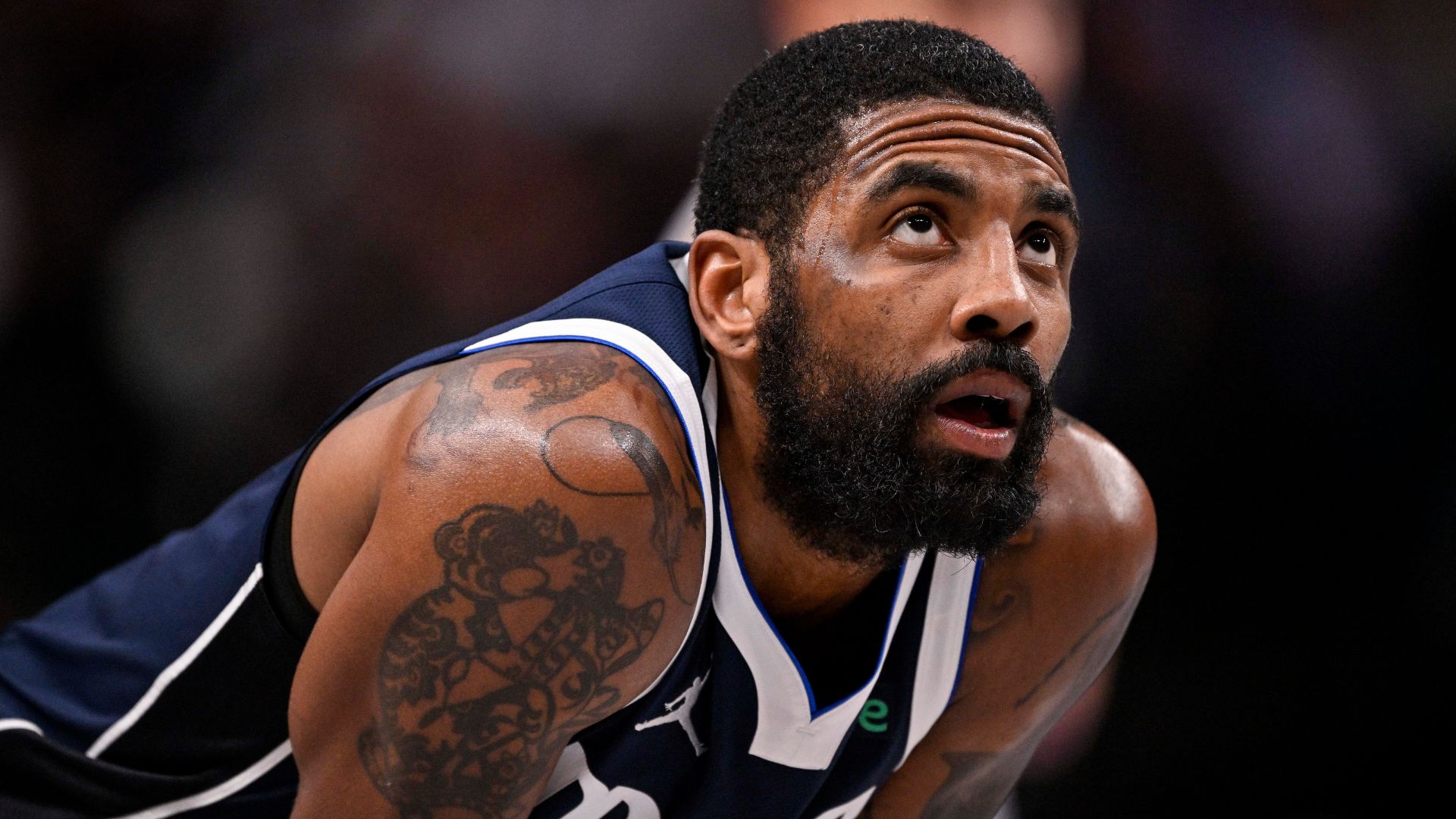 Feb 12, 2025; Dallas, Texas, USA; Dallas Mavericks guard Kyrie Irving (11) during the game between the Dallas Mavericks and the Golden State Warriors at the American Airlines Center