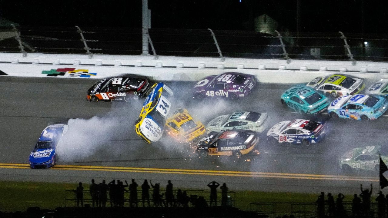 Multi Car crash during the NASCAR Coke Zero Sugar 400 at Daytona International Speedway, Saturday, Aug. 24, 2024.