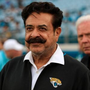 Jacksonville Jaguars owner Shad Khan walks on the field before an NFL preseason matchup at EverBank Stadium, Saturday, Aug. 9, 2025 in Jacksonville, Fla.
