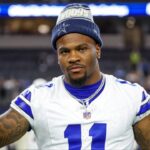 Dallas Cowboys defensive end Micah Parsons (11) reacts after the game against the Baltimore Ravens at AT&T Stadium.