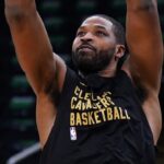 Cleveland Cavaliers forward Marcus Morris Sr. (24) warms up before the start of game two of the second round for the 2024 NBA playoffs against the Boston Celtics at TD Garden.